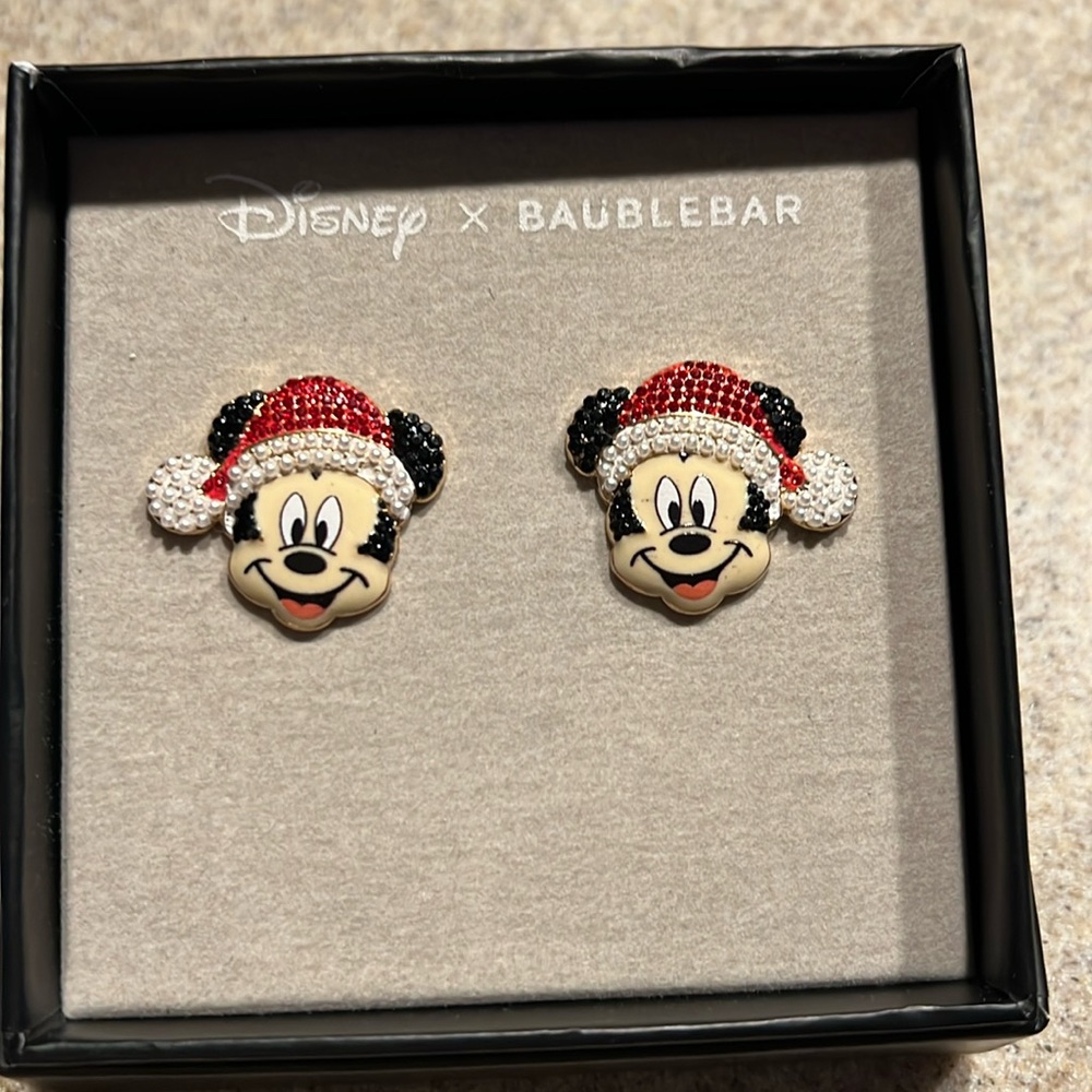 NWT Disney Baublebar Christmas Mickey Earrings